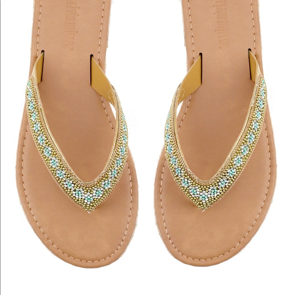 Olivia Miller Beaded Flip Flops